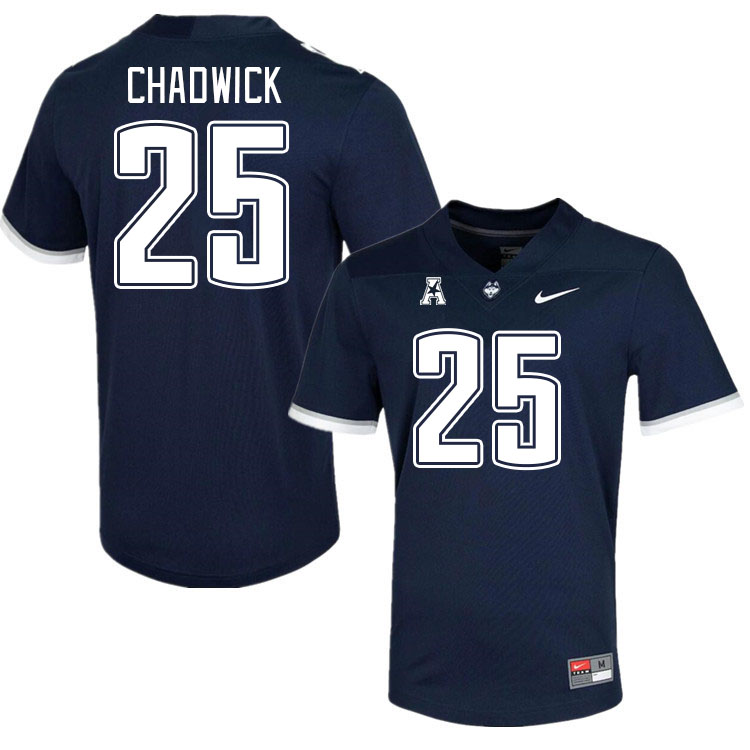 Men #25 Cam Chadwick Uconn Huskies College Football Jerseys Stitched-Navy